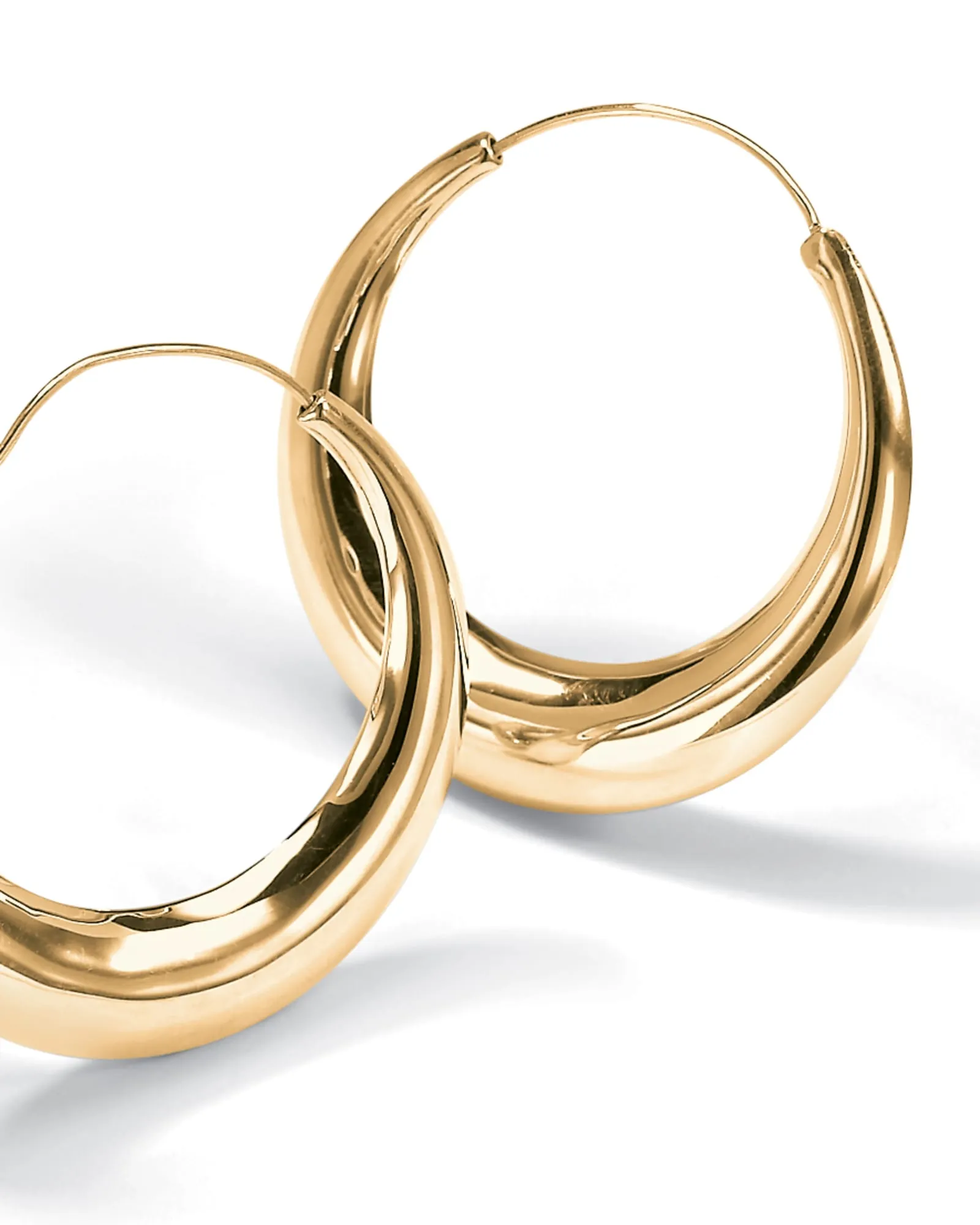 18k Yellow Gold-plated Sterling Silver Puffed Hoop Earrings 1 7/8" | Yellow