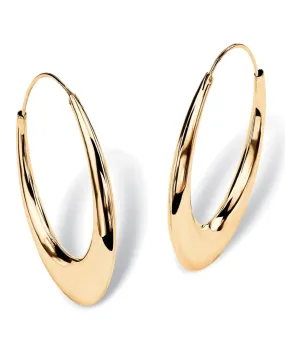 18k Yellow Gold-plated Sterling Silver Puffed Hoop Earrings 1 7/8" | Yellow