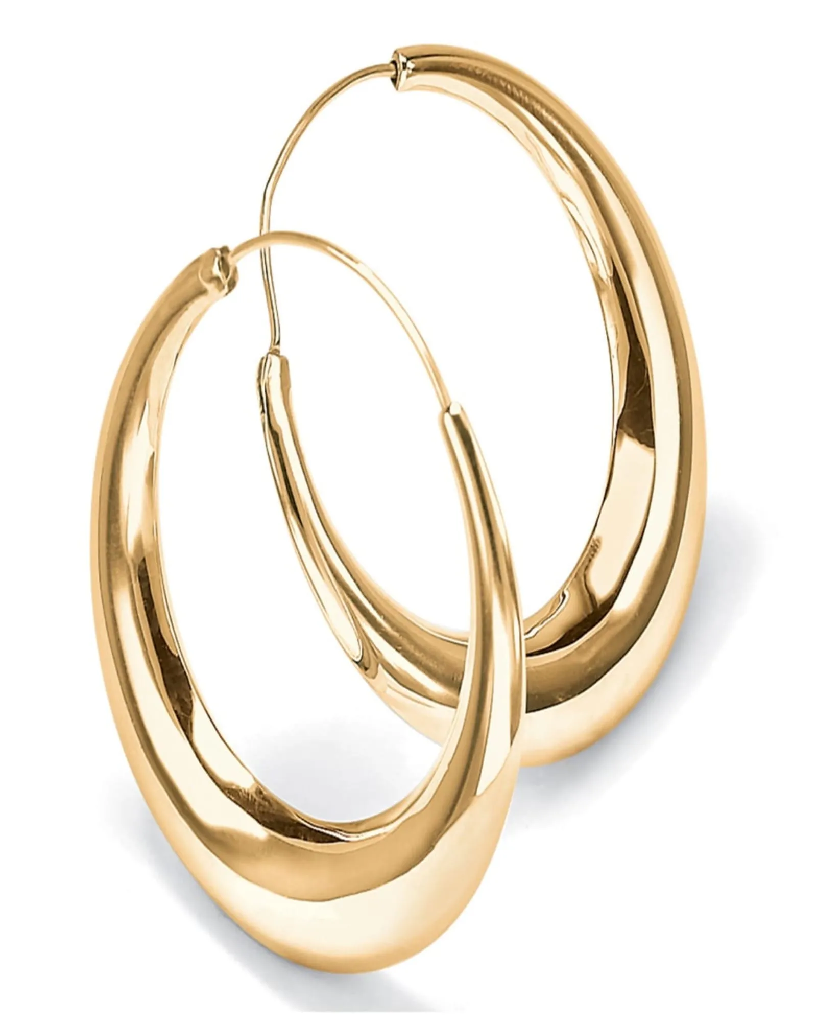 18k Yellow Gold-plated Sterling Silver Puffed Hoop Earrings 1 7/8" | Yellow