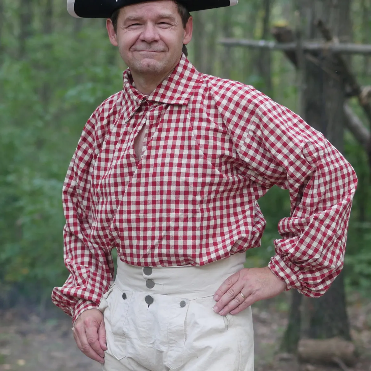 18th Century Workshirt - Red Check Cotton