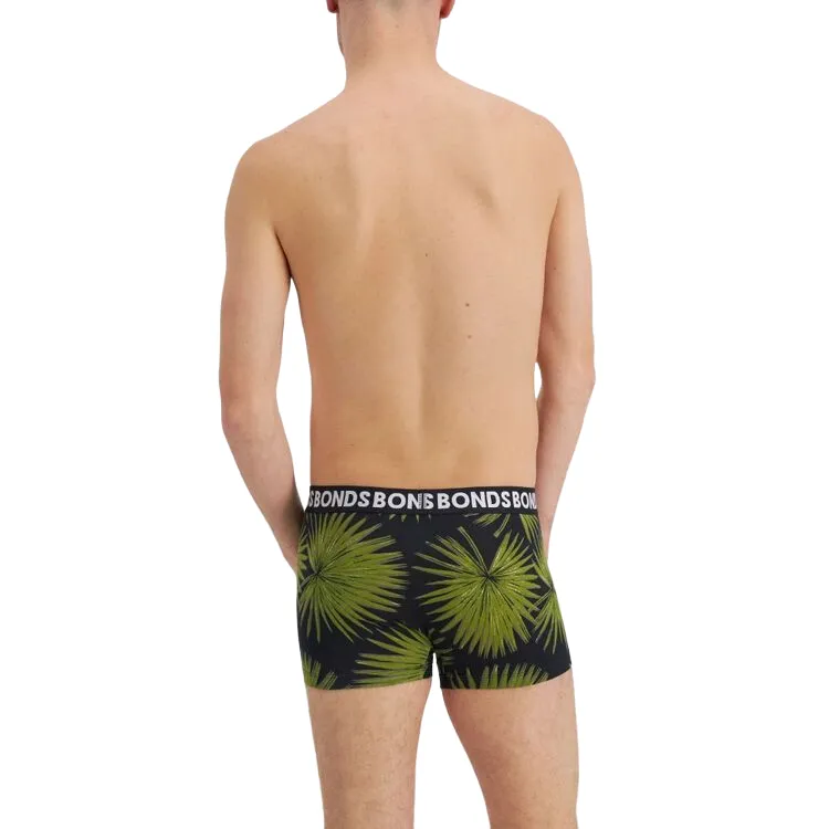 3 Pairs X Bonds Mens Everyday Trunks Cotton Leaf Print Pack