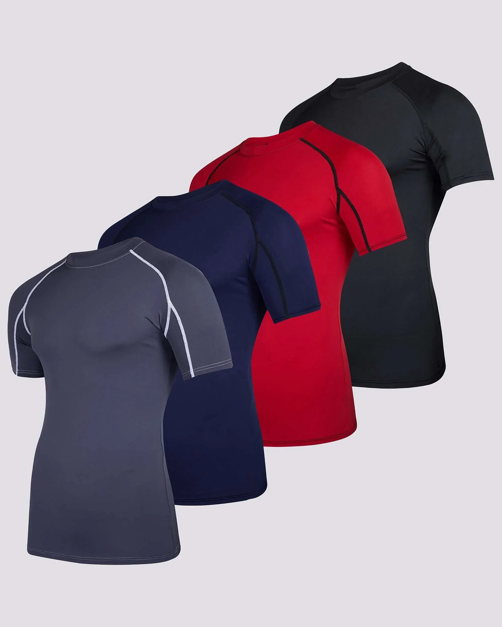 4 Pack: Mens Short Sleeve Compression Shirt