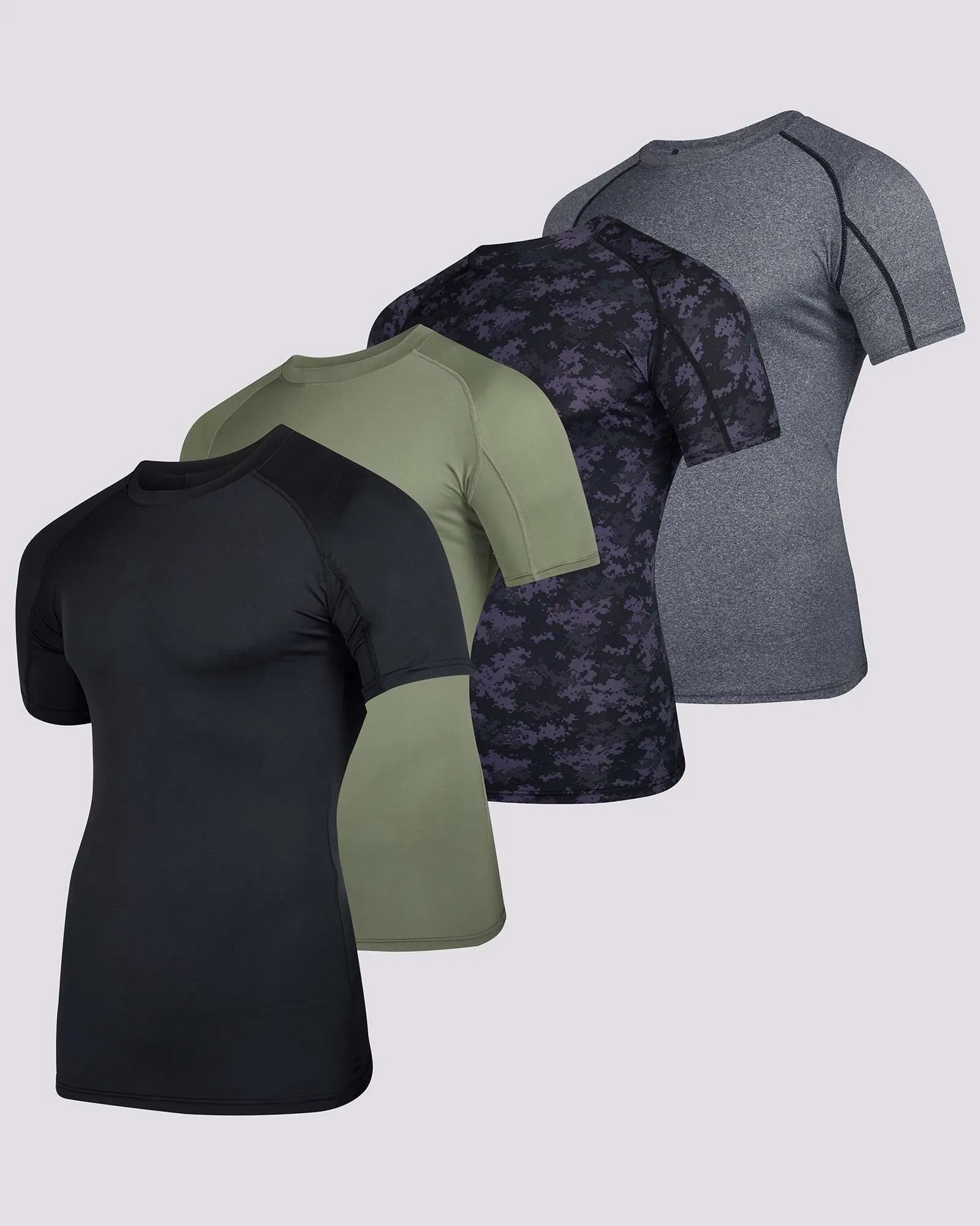 4 Pack: Mens Short Sleeve Compression Shirt