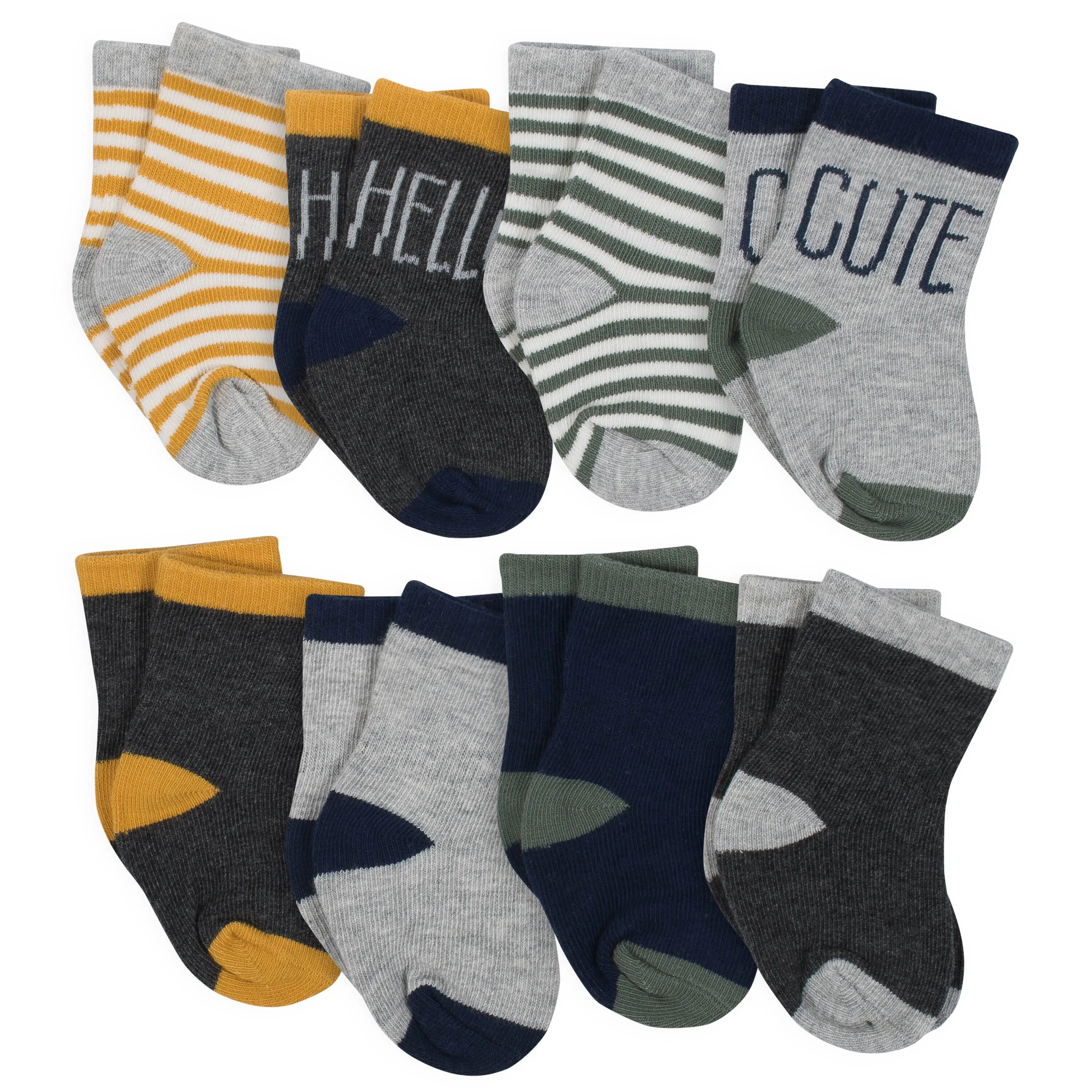 8-Pair Boys Hello Cute Wiggle-Proof Socks