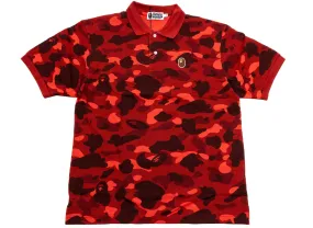 A Bathing Ape Color Camo Large Ape Head Relaxed Fit Polo Shirt in Red