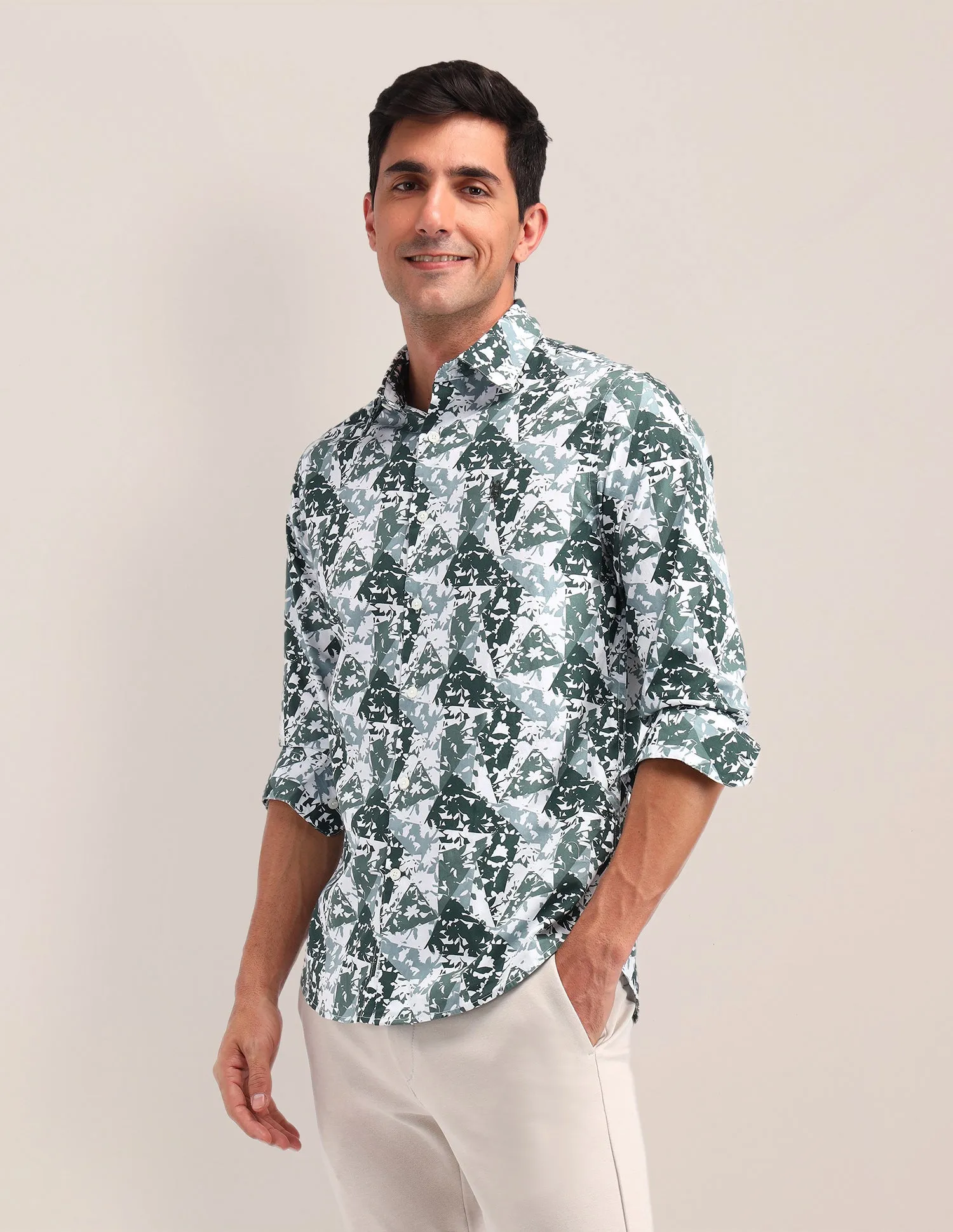 Abstract Pattern Poplin Shirt