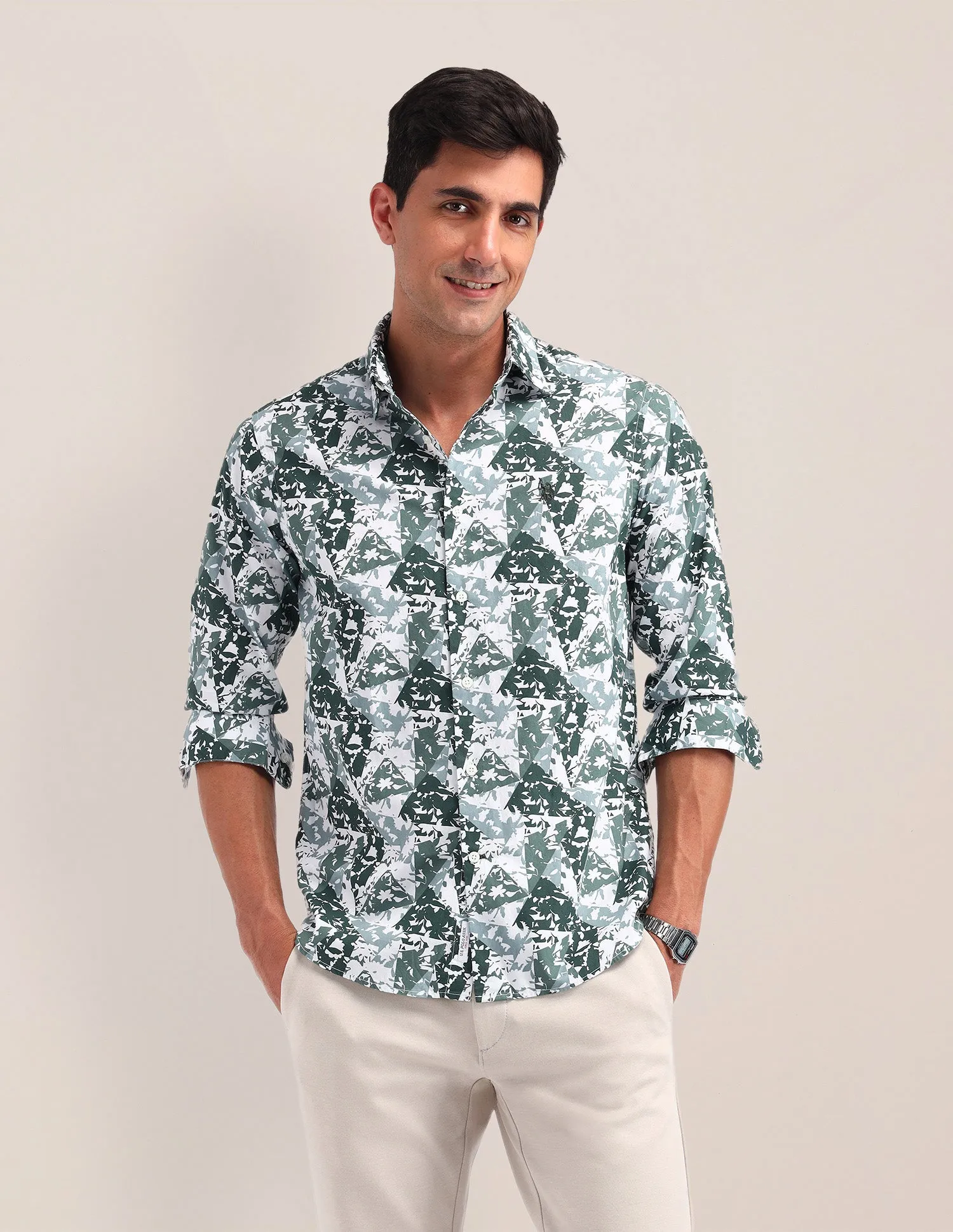 Abstract Pattern Poplin Shirt