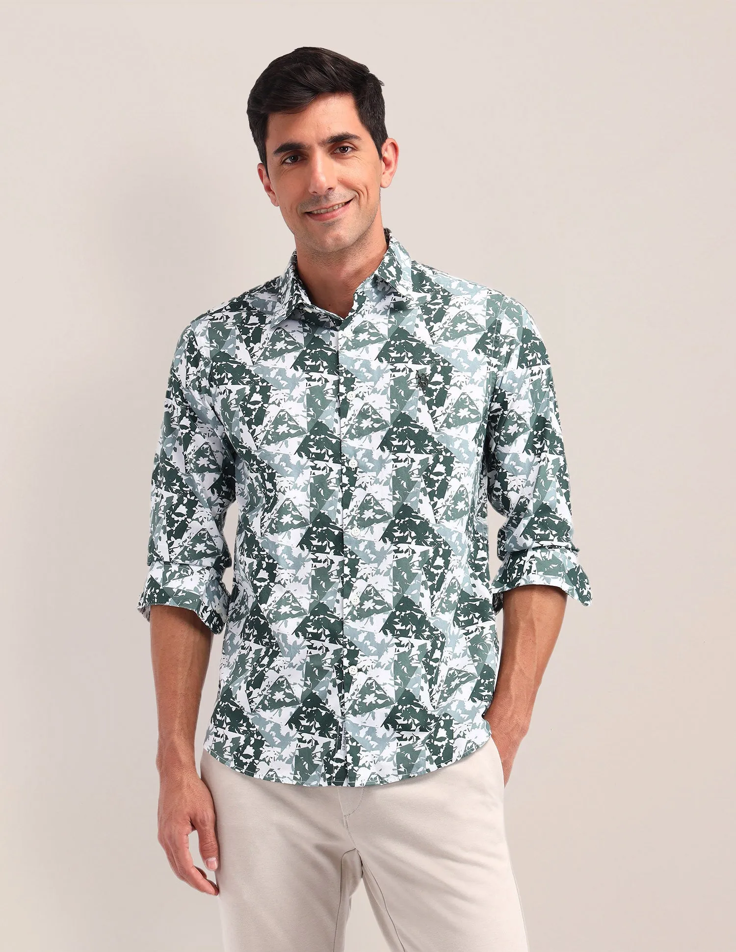 Abstract Pattern Poplin Shirt