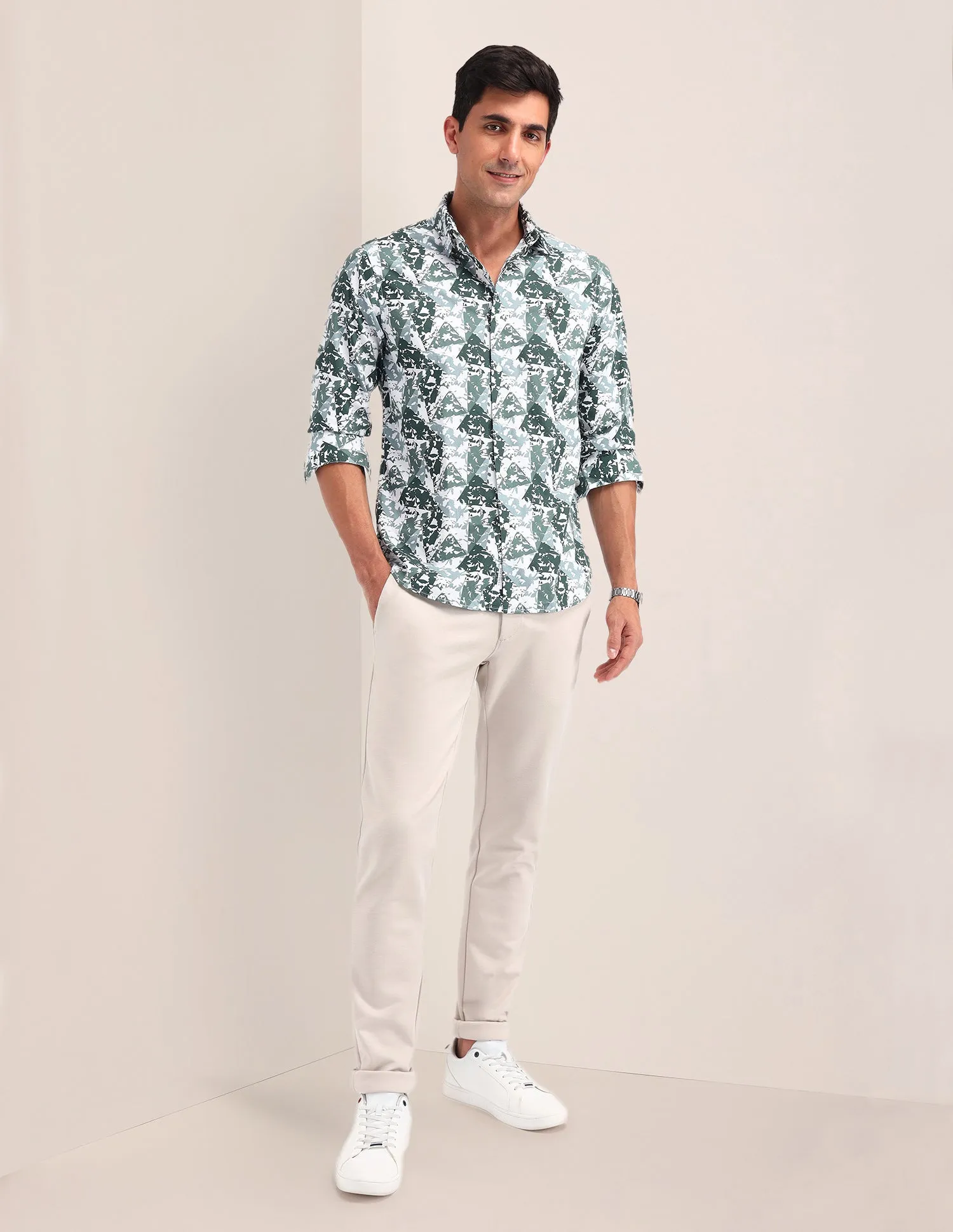 Abstract Pattern Poplin Shirt