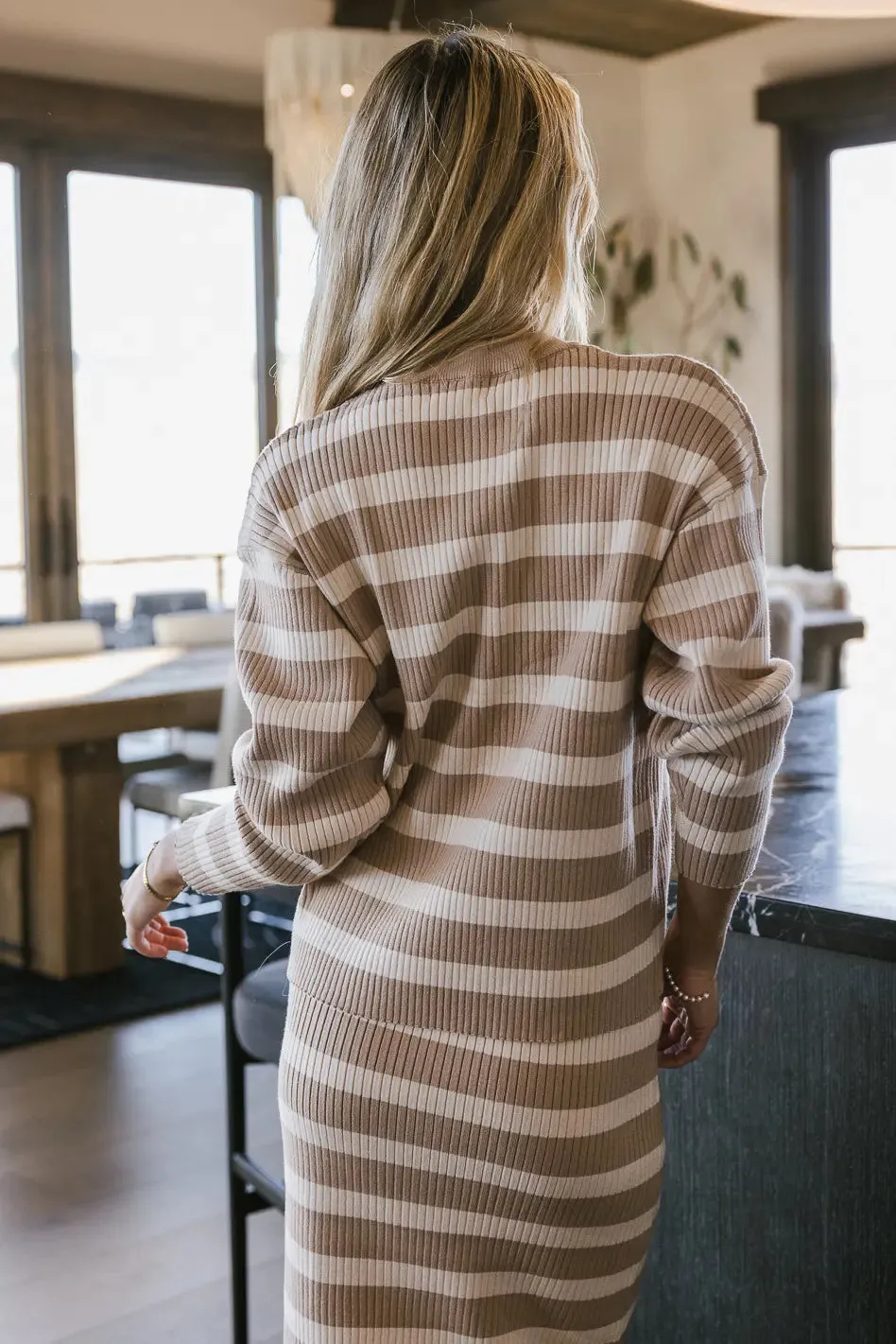 Alani Striped Sweater in Taupe - FINAL SALE