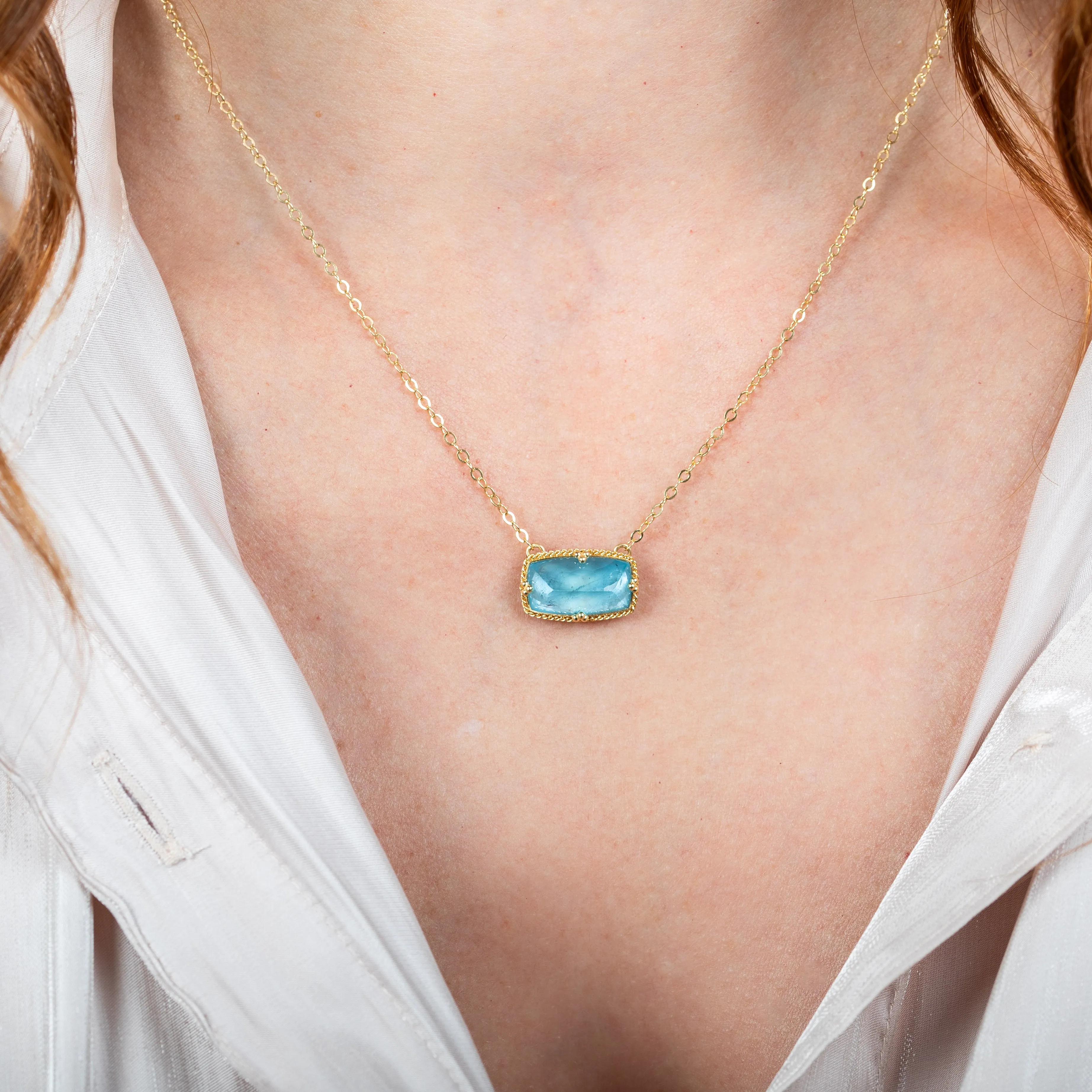 Aquamarine Landscape Necklace