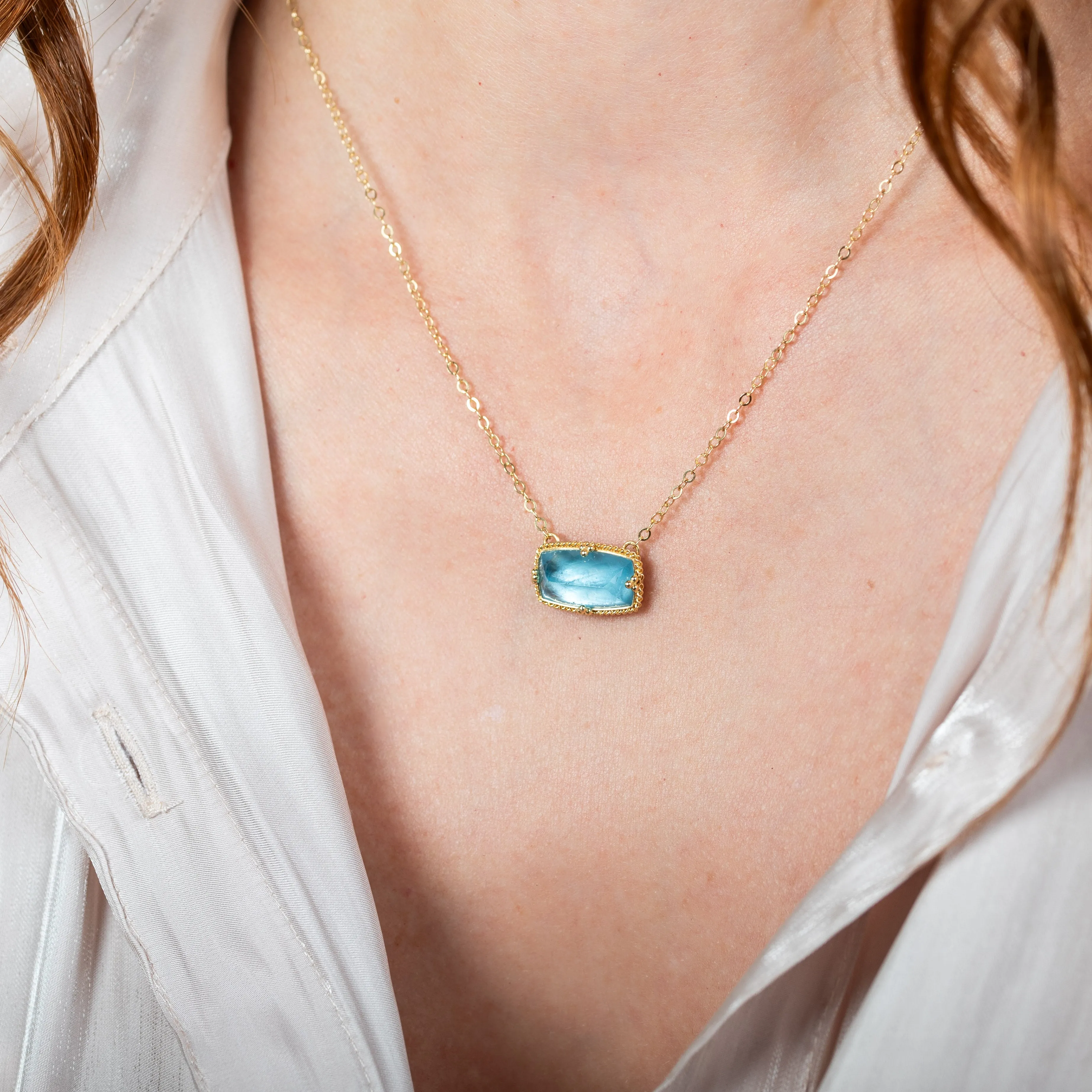 Aquamarine Landscape Necklace