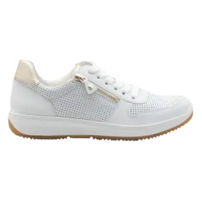 Ara Women's Opal Zip & Lace Sneaker White / Platinum Calf / Metallic