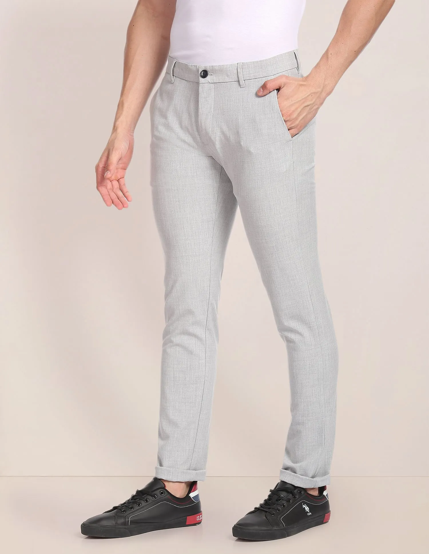 Austin Trim Fit Textured Casual Trousers