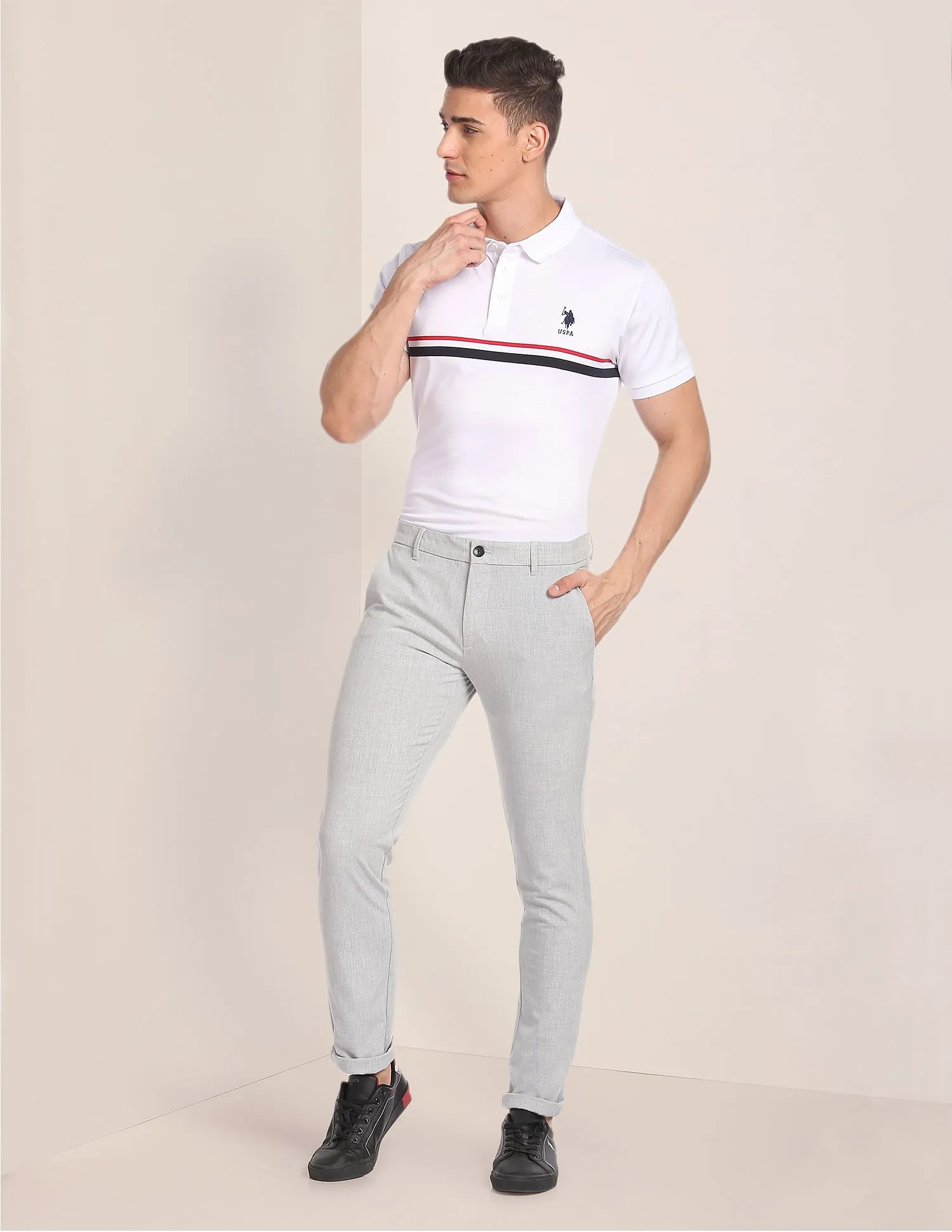 Austin Trim Fit Textured Casual Trousers