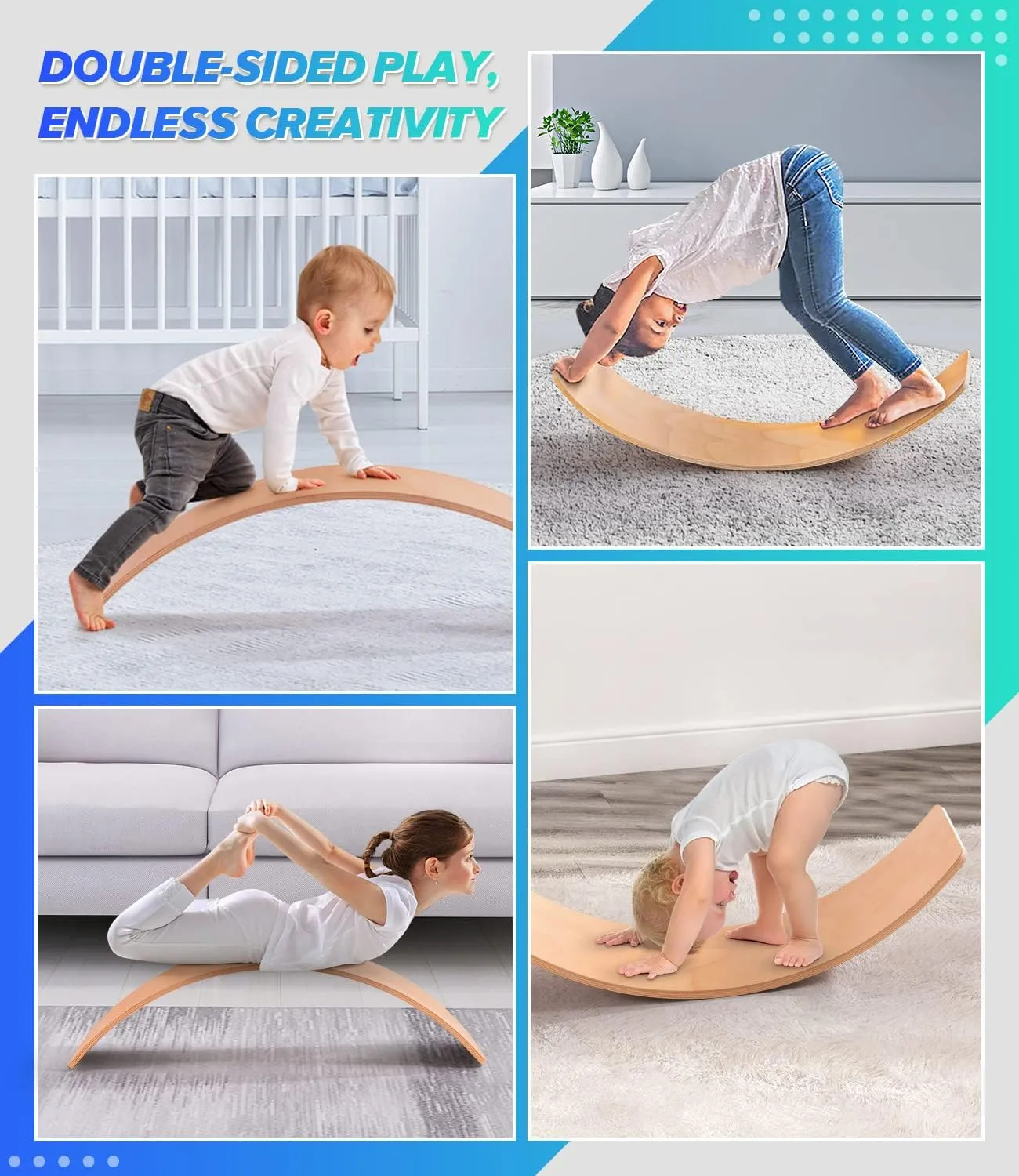 Balance Board Kids, [Natural Wood] Wobble Board for Kids