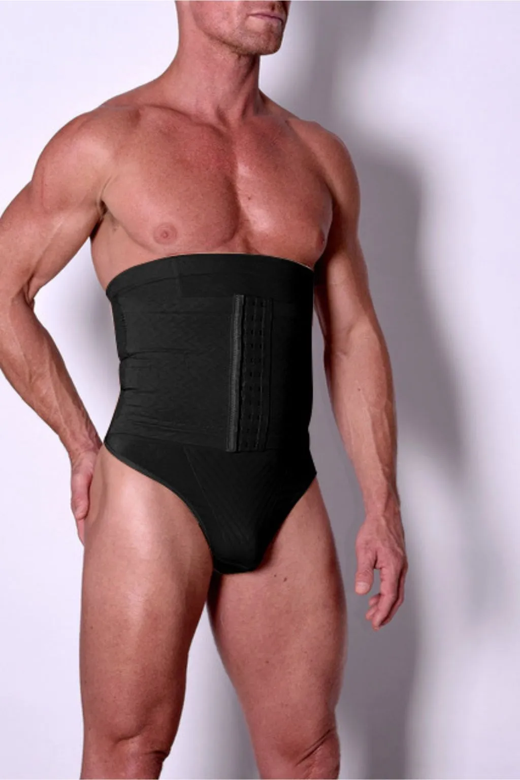 BfM Mens High Waist Corset Thong Tummy Control Underwear