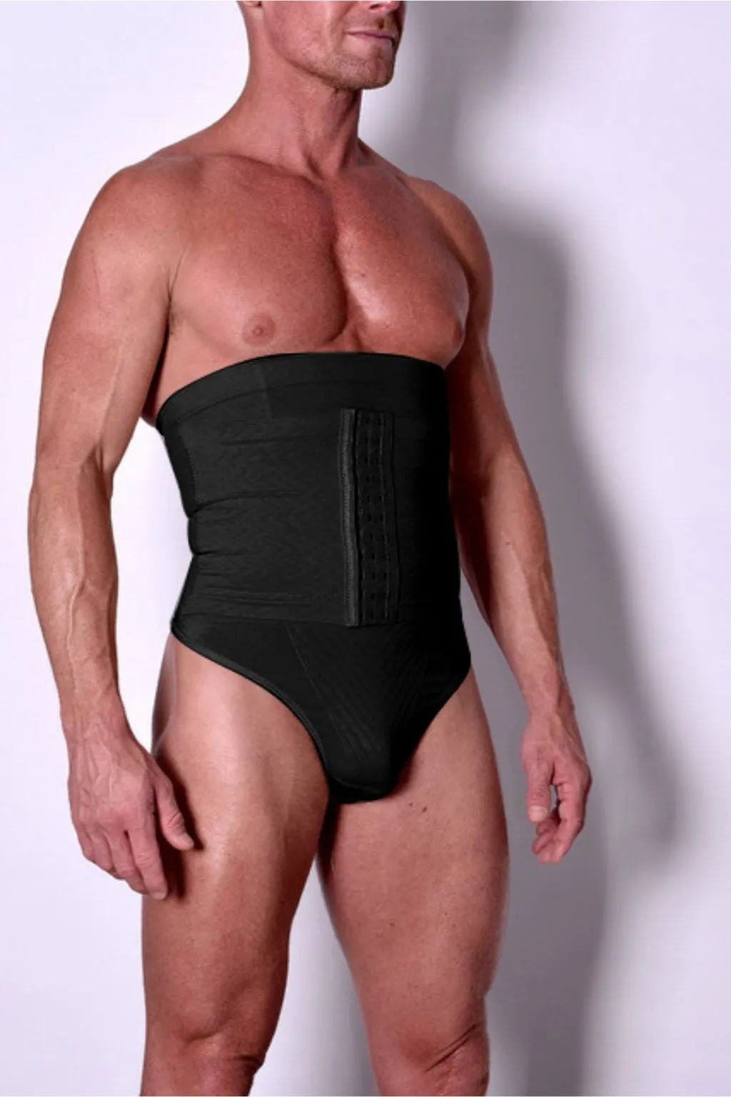 BfM Mens High Waist Corset Thong Tummy Control Underwear