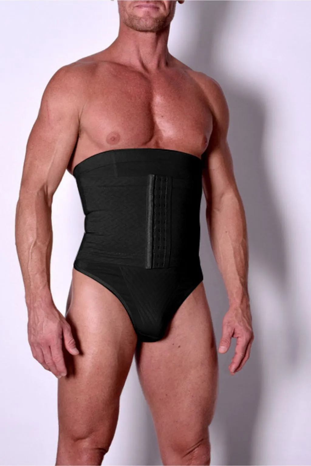 BfM Mens High Waist Corset Thong Tummy Control Underwear