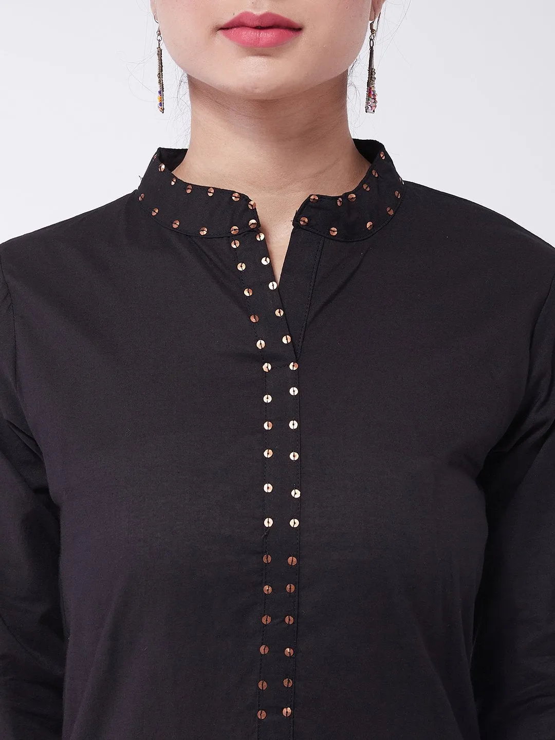 Black Sequins Work Kurta With Palazzo