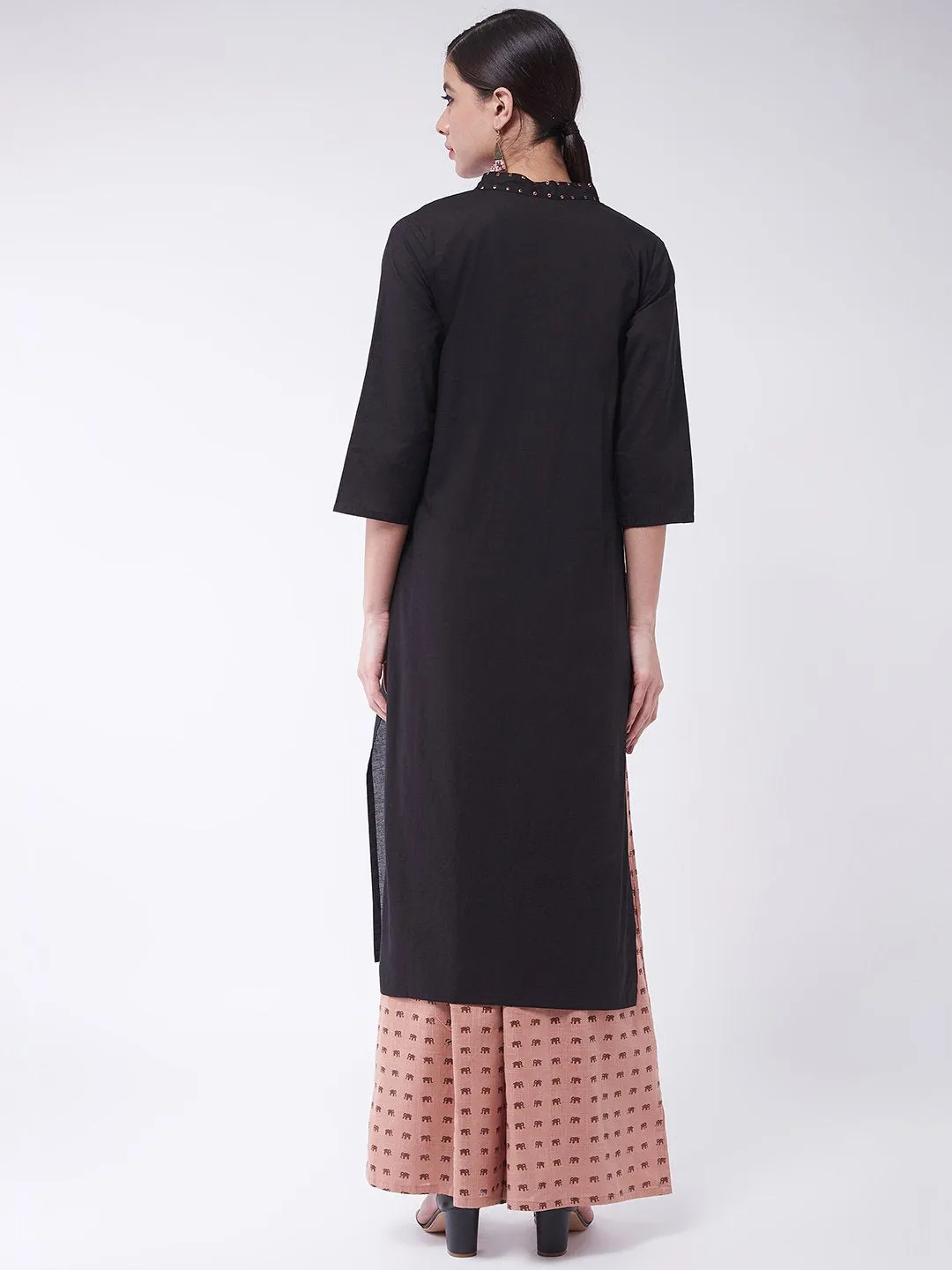 Black Sequins Work Kurta With Palazzo