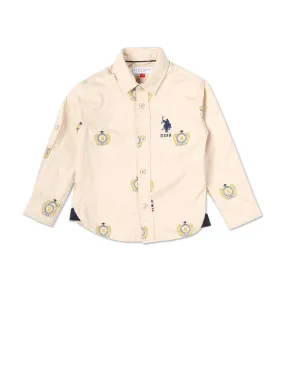 Boys Brand Print Cotton Shirt