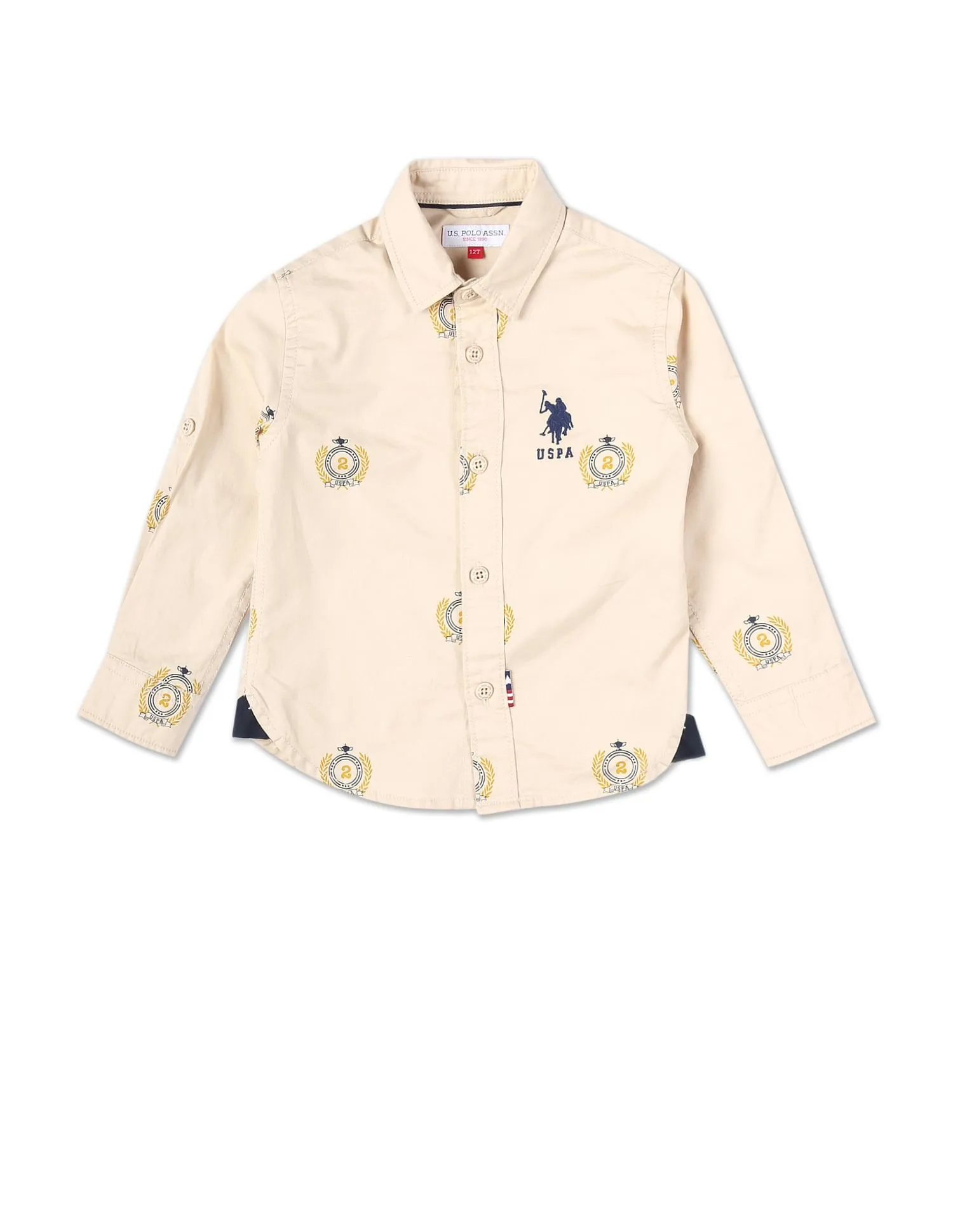 Boys Brand Print Cotton Shirt