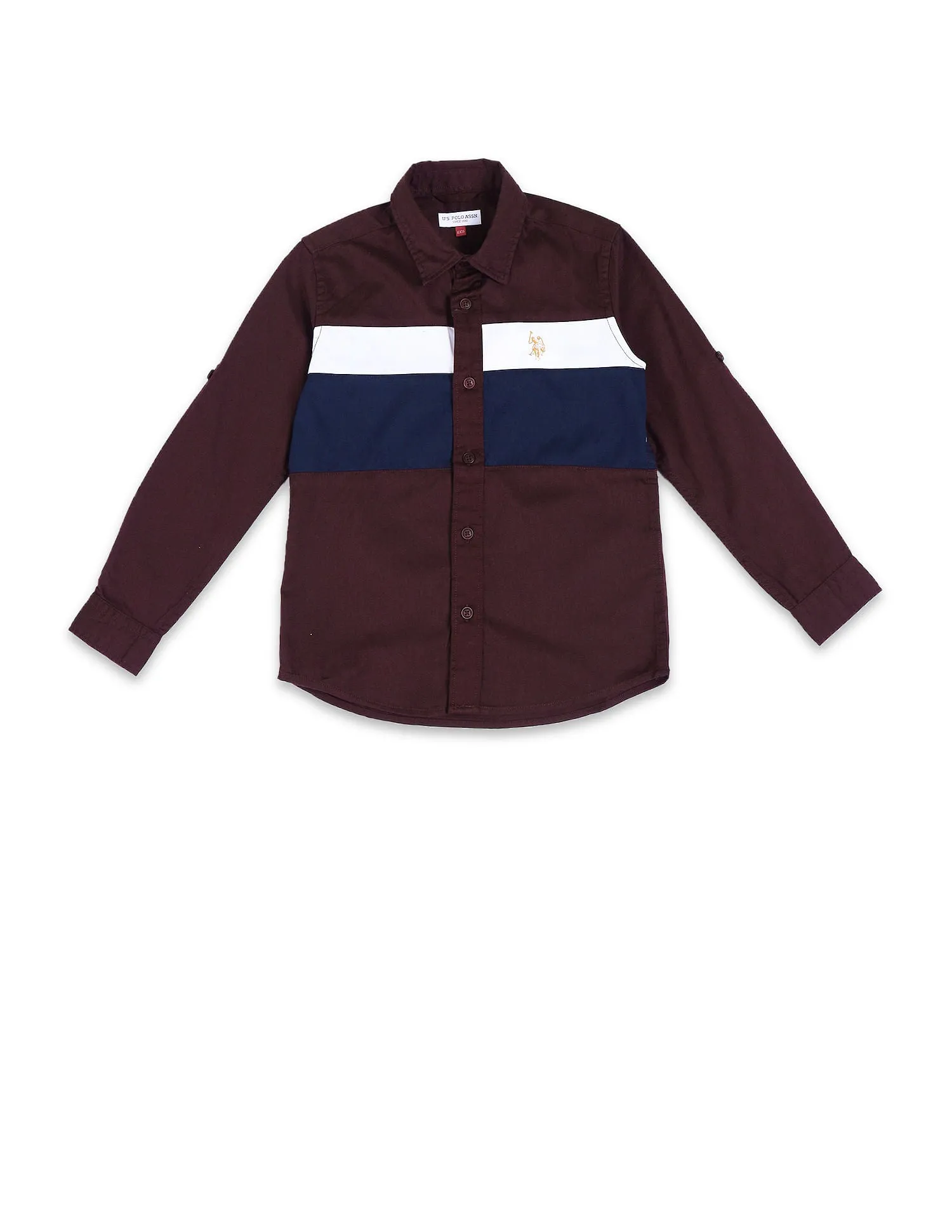 Boys Colour Block Cotton Shirt