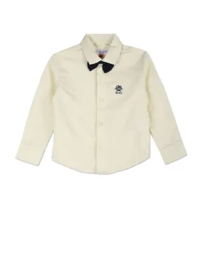 Boys Cream Solid Twill Shirt