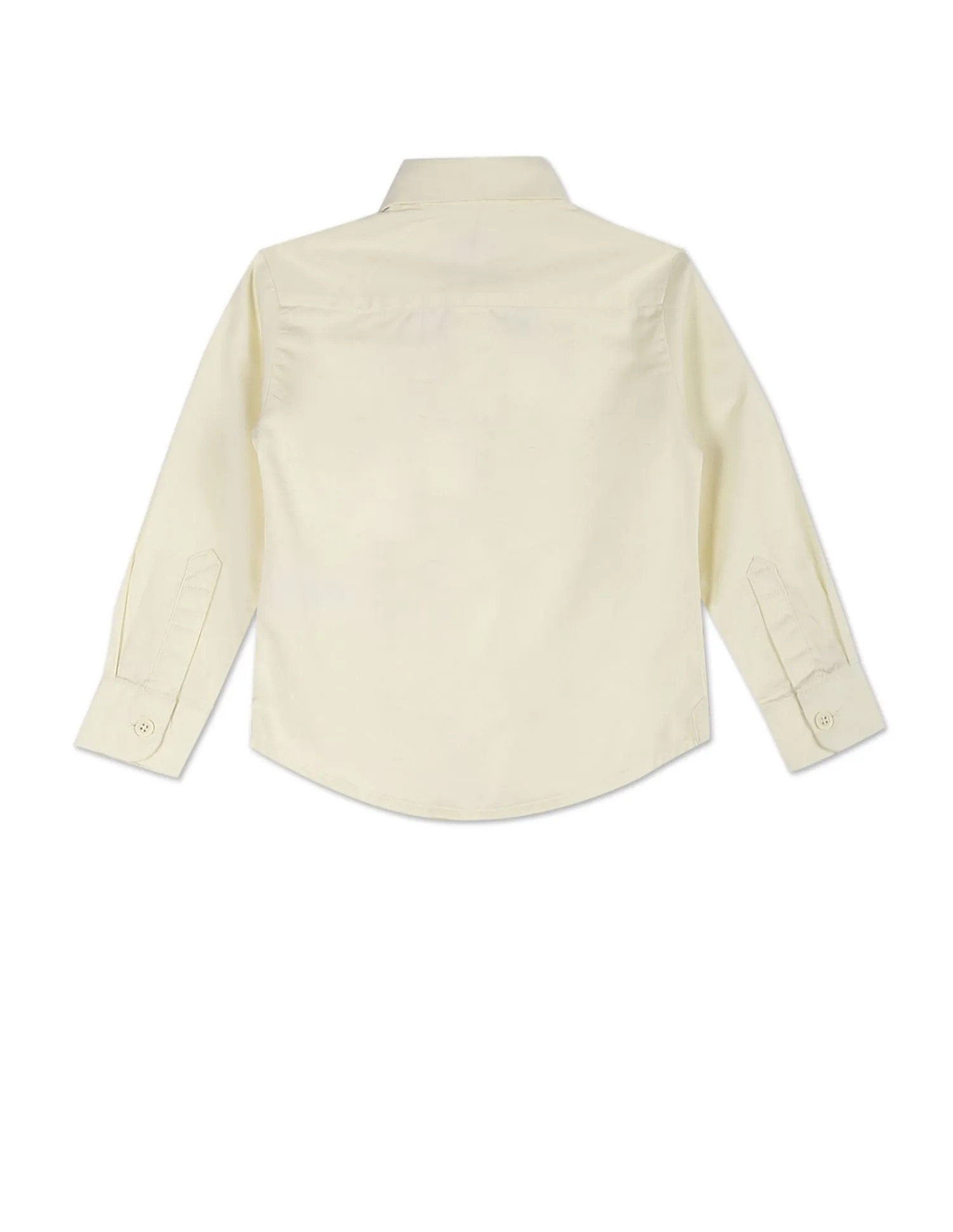 Boys Cream Solid Twill Shirt