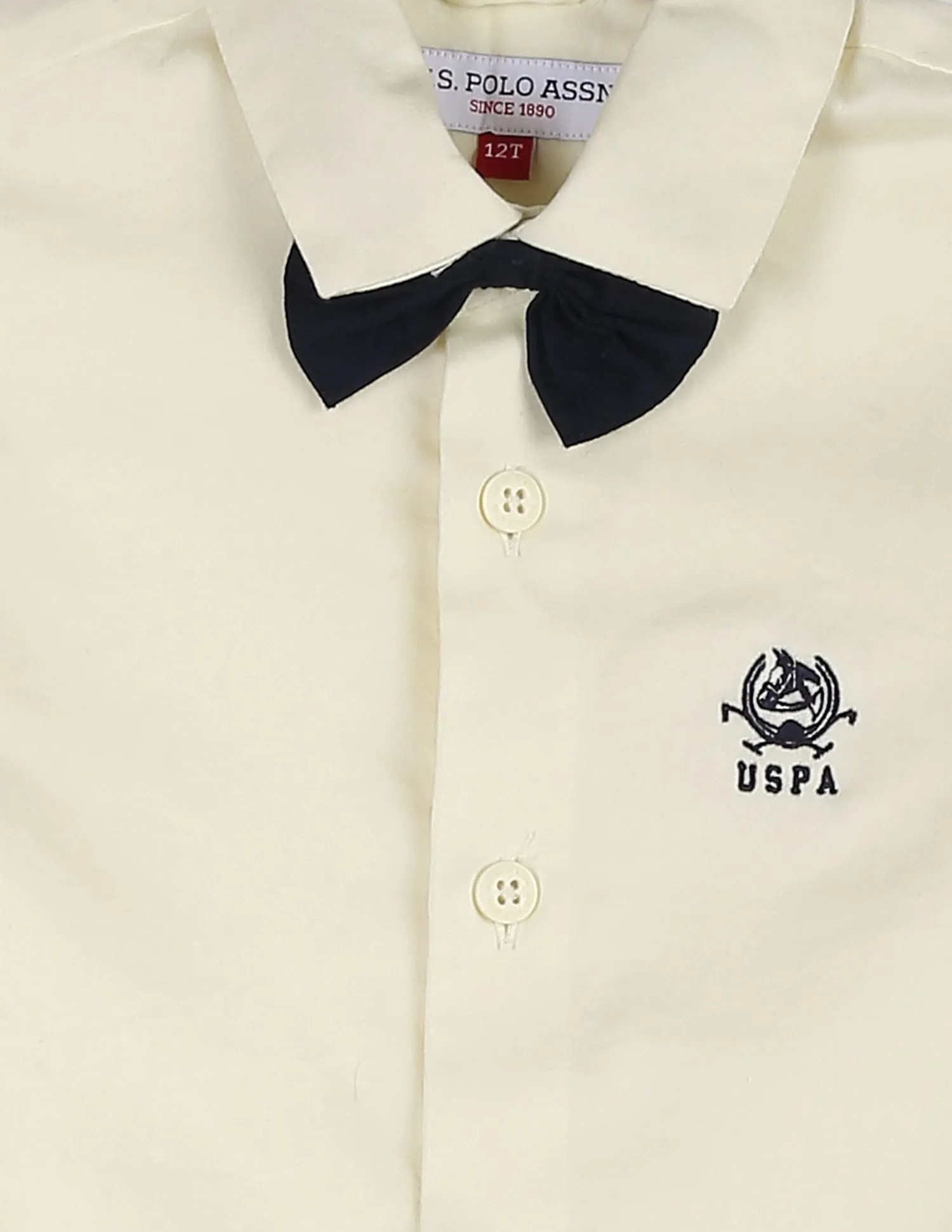 Boys Cream Solid Twill Shirt