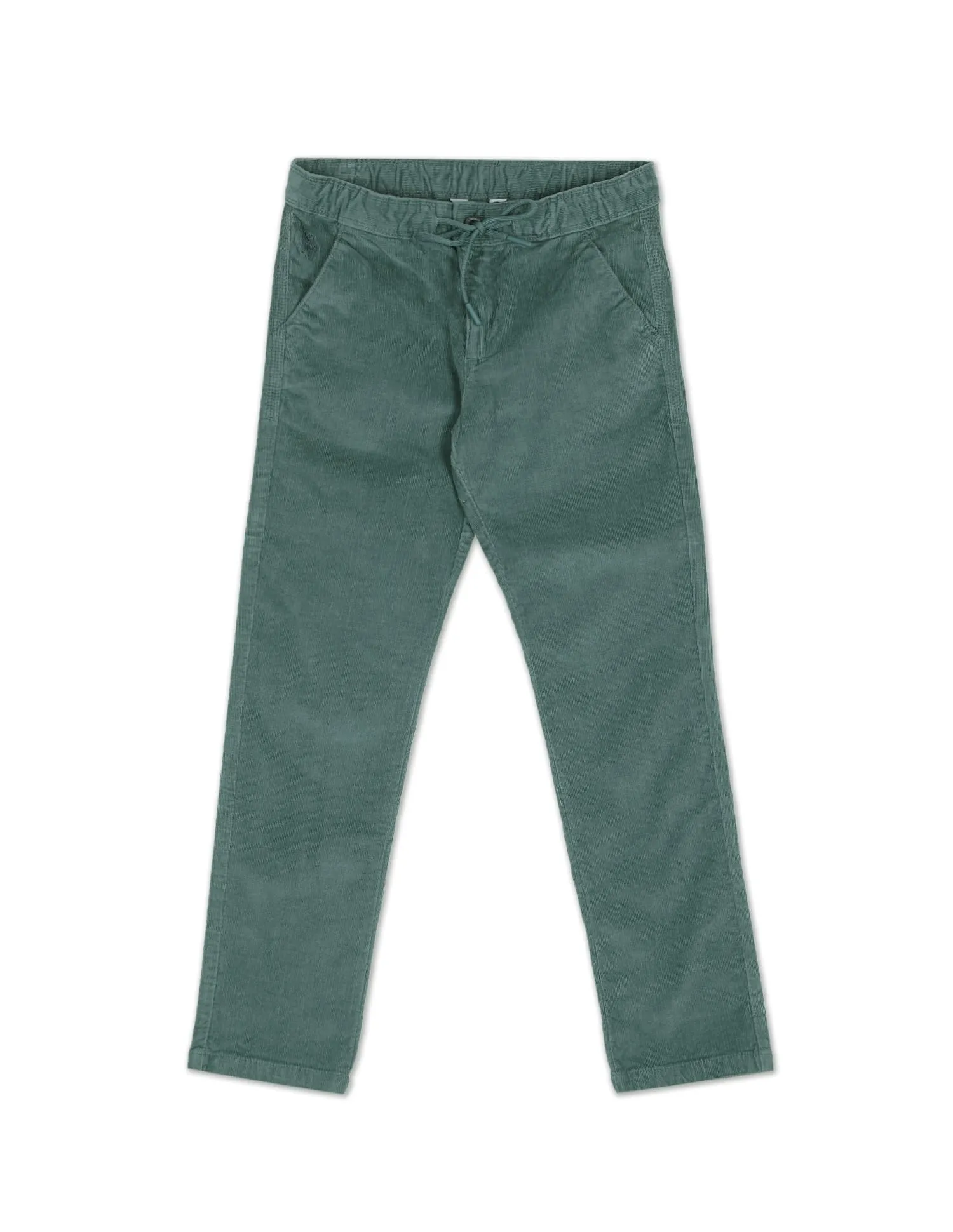 Boys Mid Rise Solid Corduroy Trousers