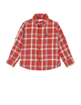 Boys Plaid Check Twill Weave Shirt