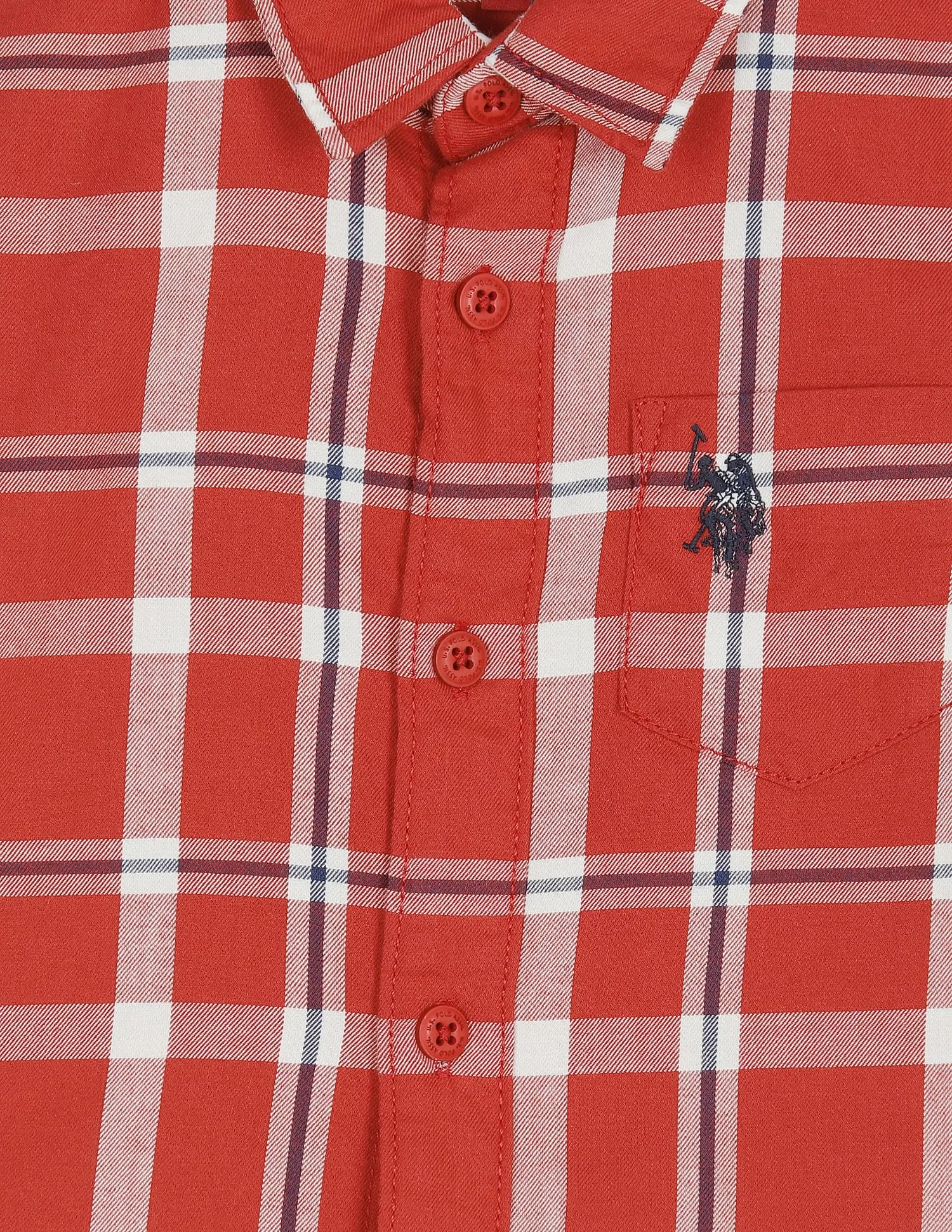 Boys Plaid Check Twill Weave Shirt