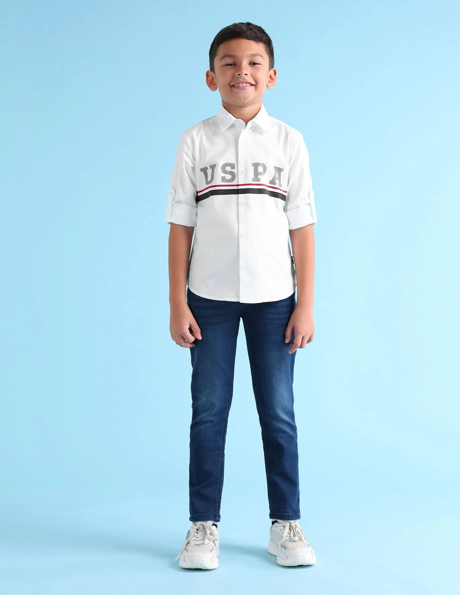 Boys Regular Fit Brand Printed Shirt