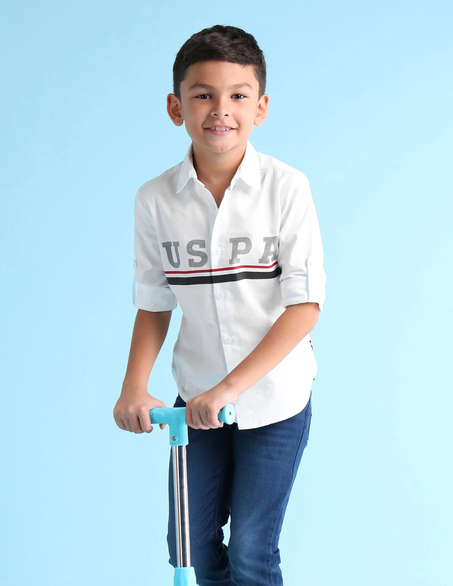 Boys Regular Fit Brand Printed Shirt