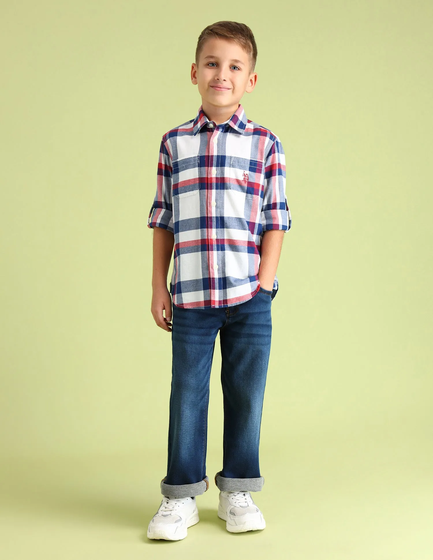 Boys Regular Fit Tartan Checks Shirt