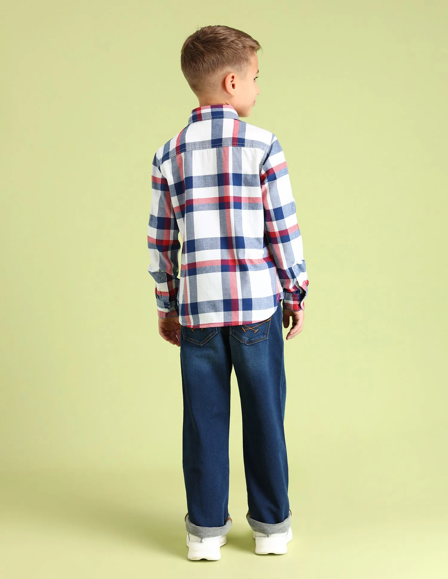 Boys Regular Fit Tartan Checks Shirt