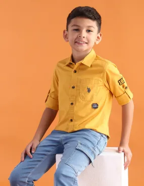 Boys Straight Fit Solid Shirt