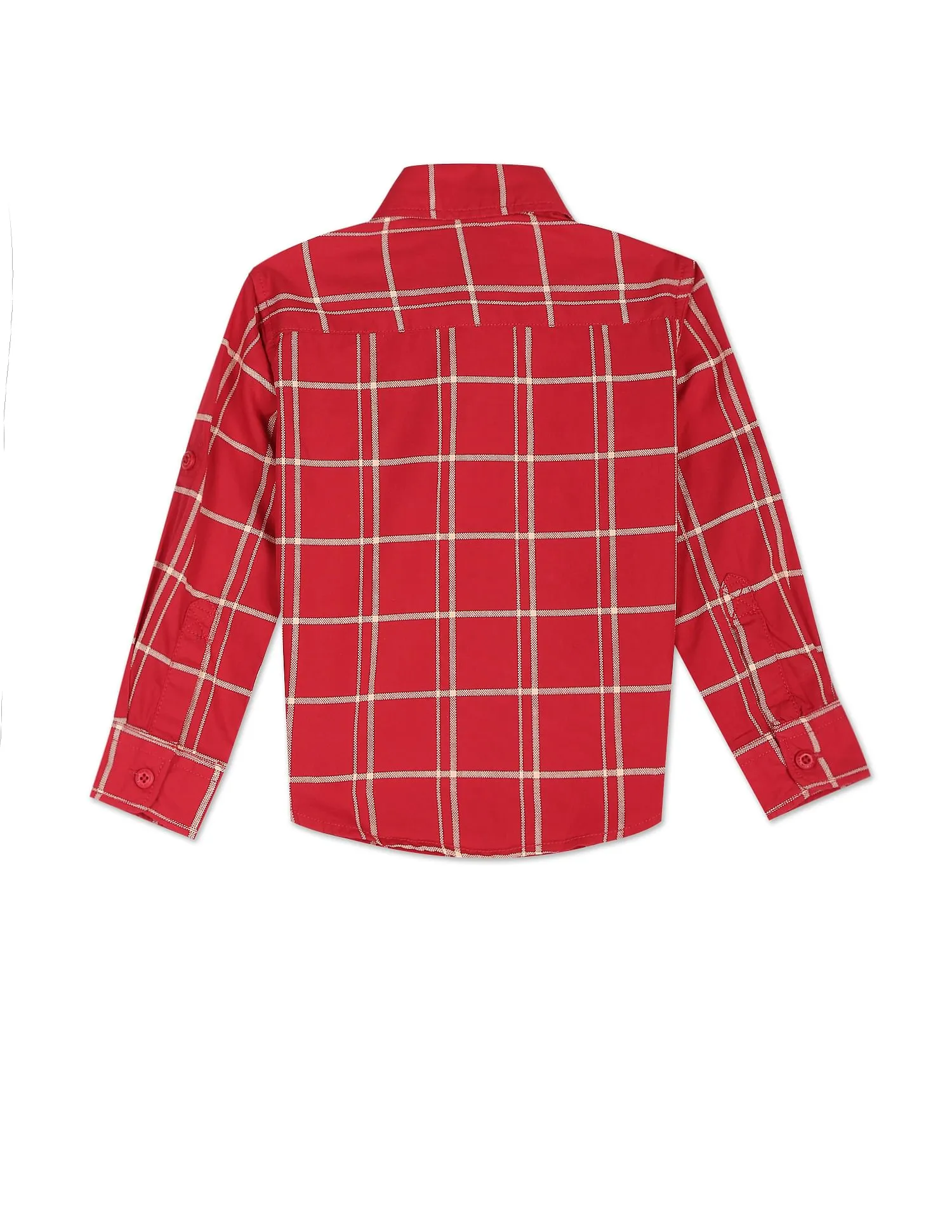 Boys Windowpane Check Cotton Shirt