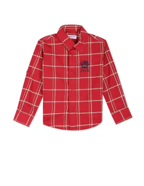 Boys Windowpane Check Cotton Shirt