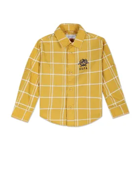 Boys Windowpane Check Cotton Shirt