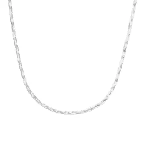 Braided Herringbone Necklace | Silver