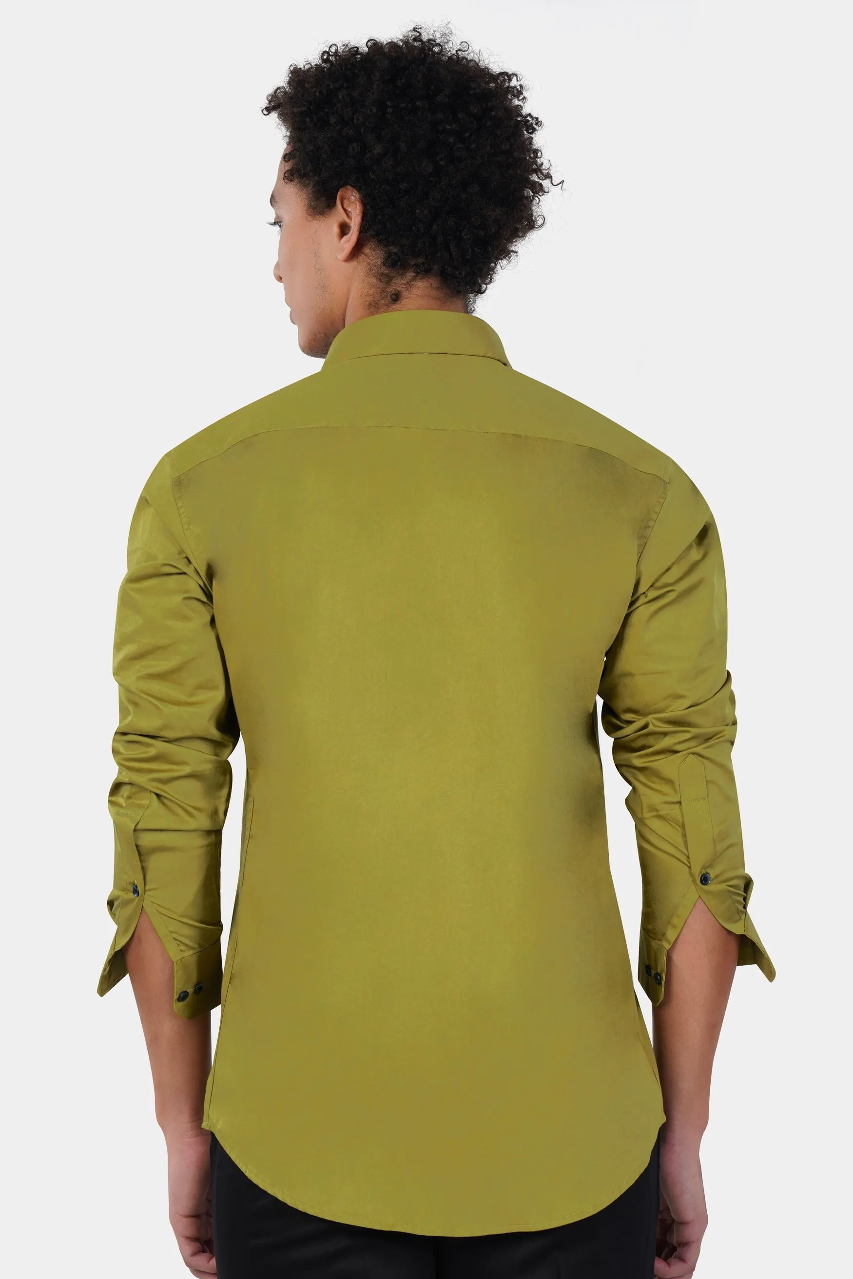 Brass Green Hotfix Pattern Subtle Sheen Super Soft Premium Cotton Designer Shirt