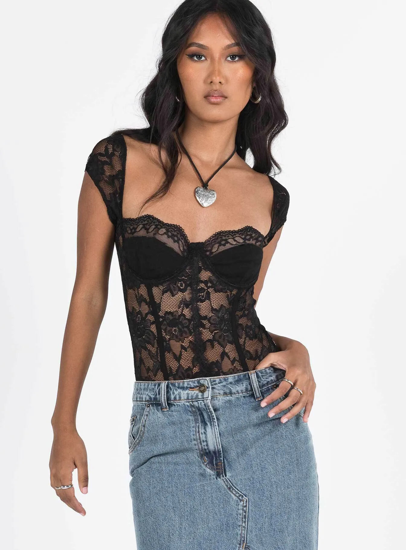 Cadrot Lace Bodysuit Black