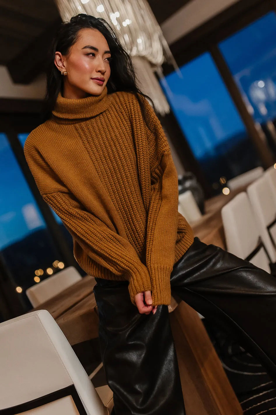 Catherine Turtleneck Sweater in Brown