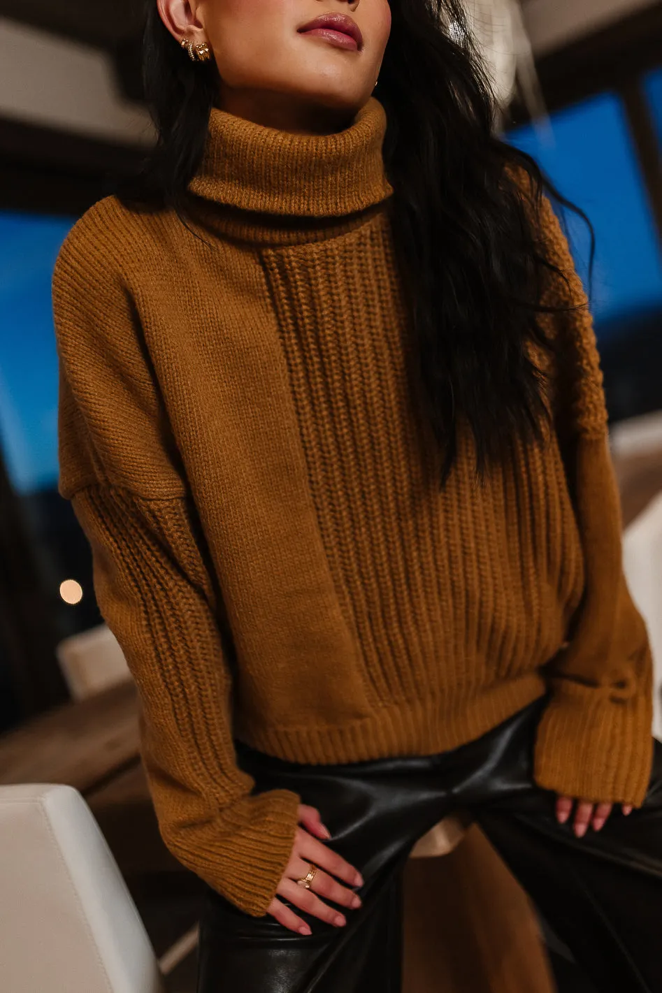 Catherine Turtleneck Sweater in Brown