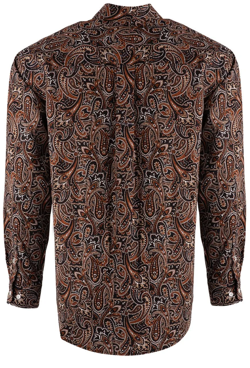 Cinch Paisley Long Sleeve Button-Front Shirt - Black and Copper