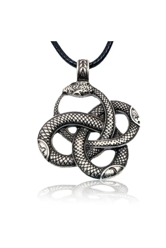 Coiled Snakes Pendant and Black Necklace - Isabel