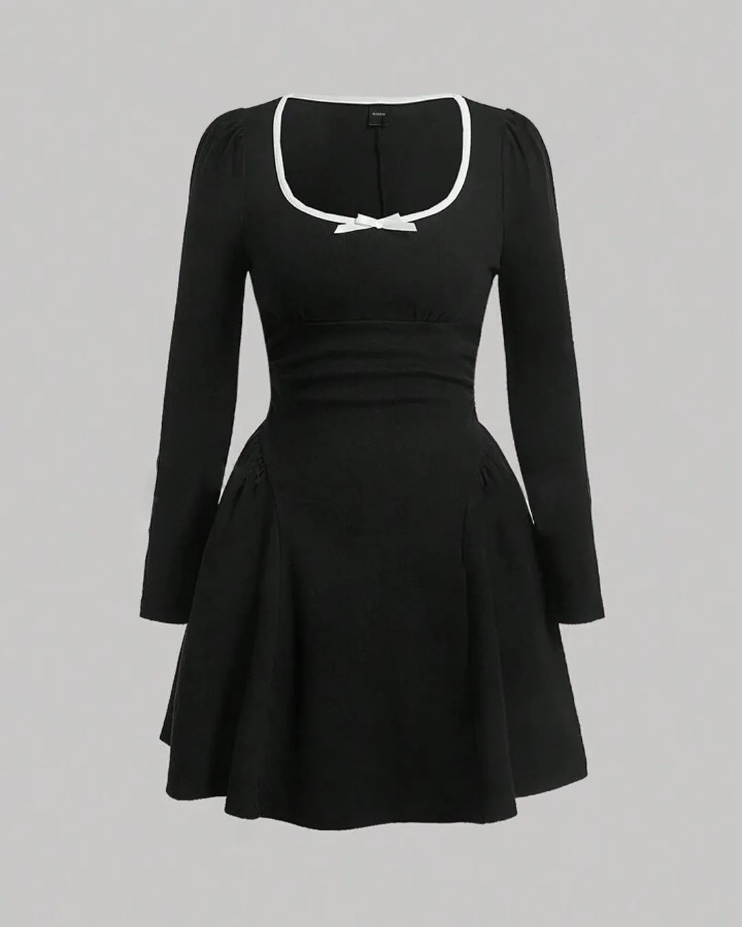 Contrast Knitted Mini Dress In Black